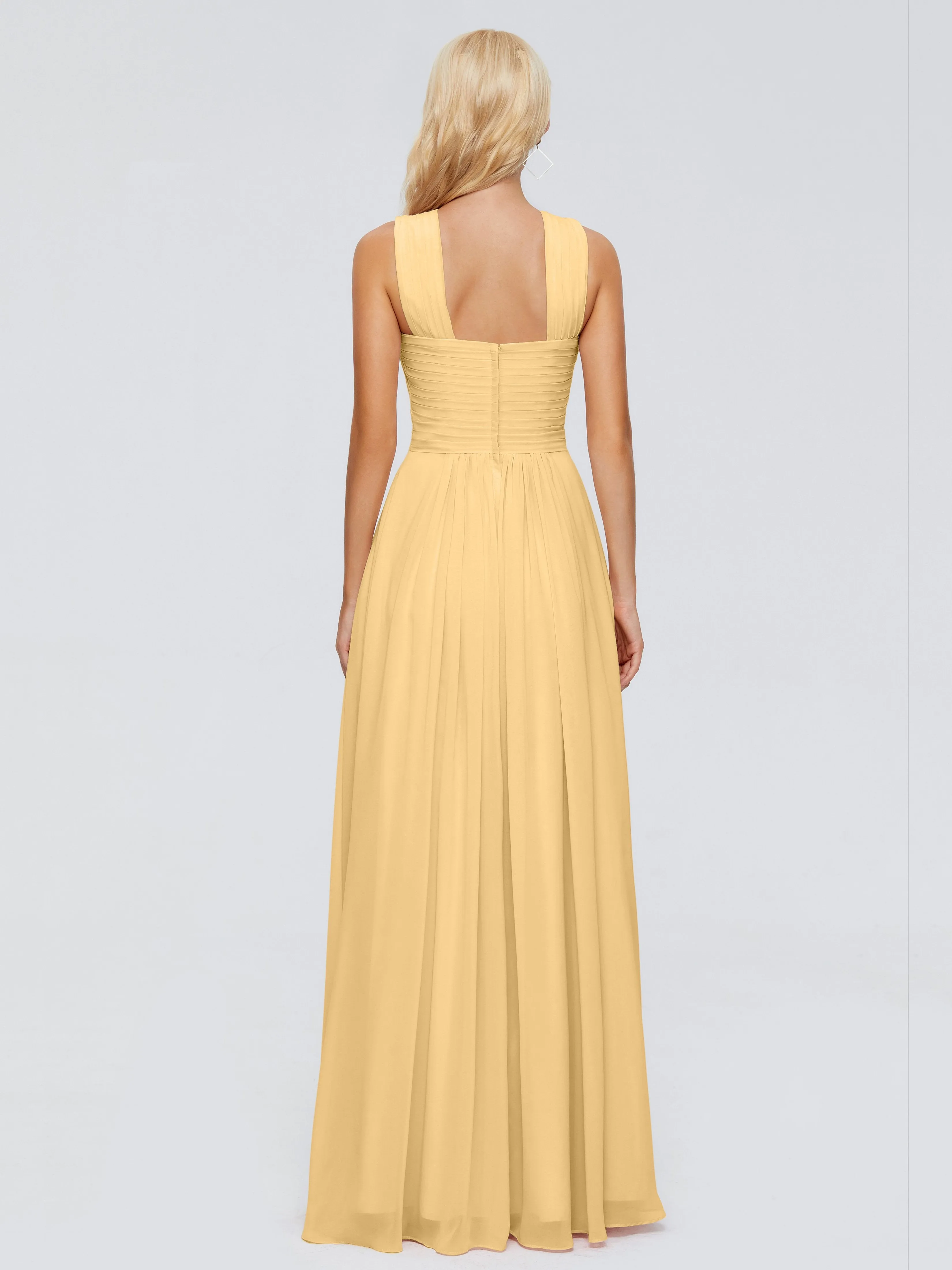 Gold Bridesmaid Dresses Aliyah Charming A-Line Straps Chiffon Bridesmaid Dresses