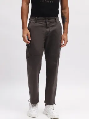 Iconic Men Charcoal Solid Relaxed Fit Trouser