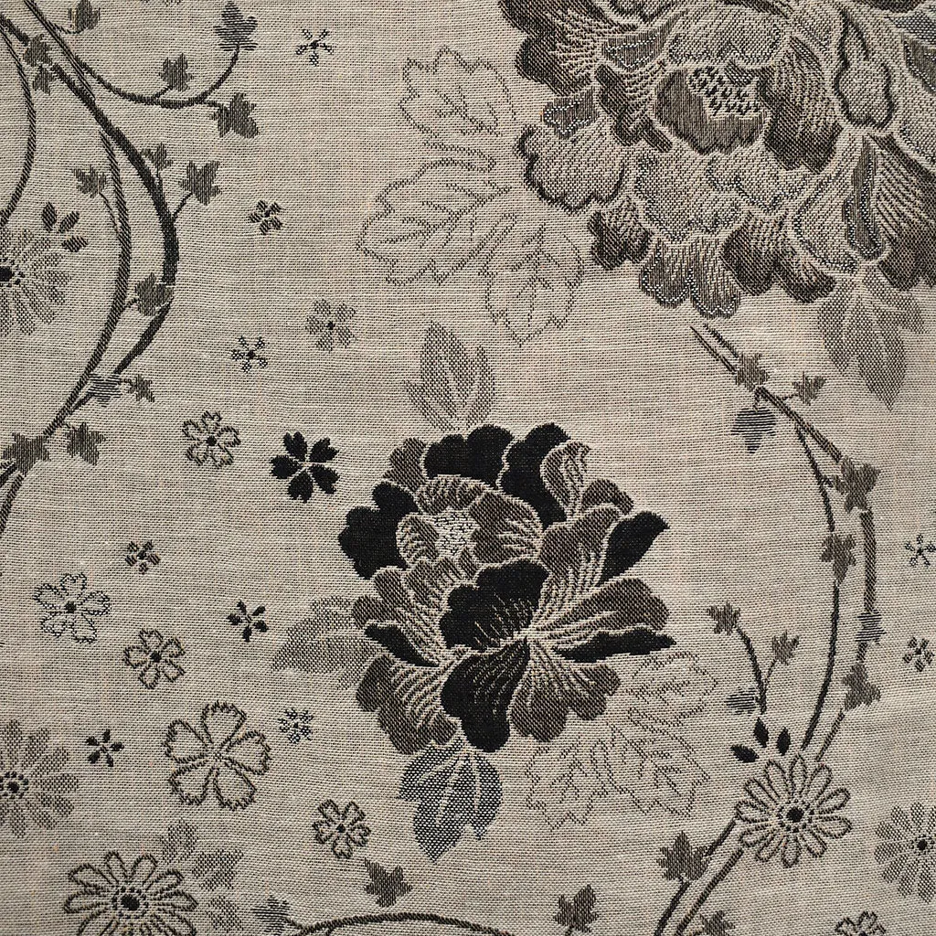 Japanese Vine Floral Soft Cotton Jacquard Black/Natural