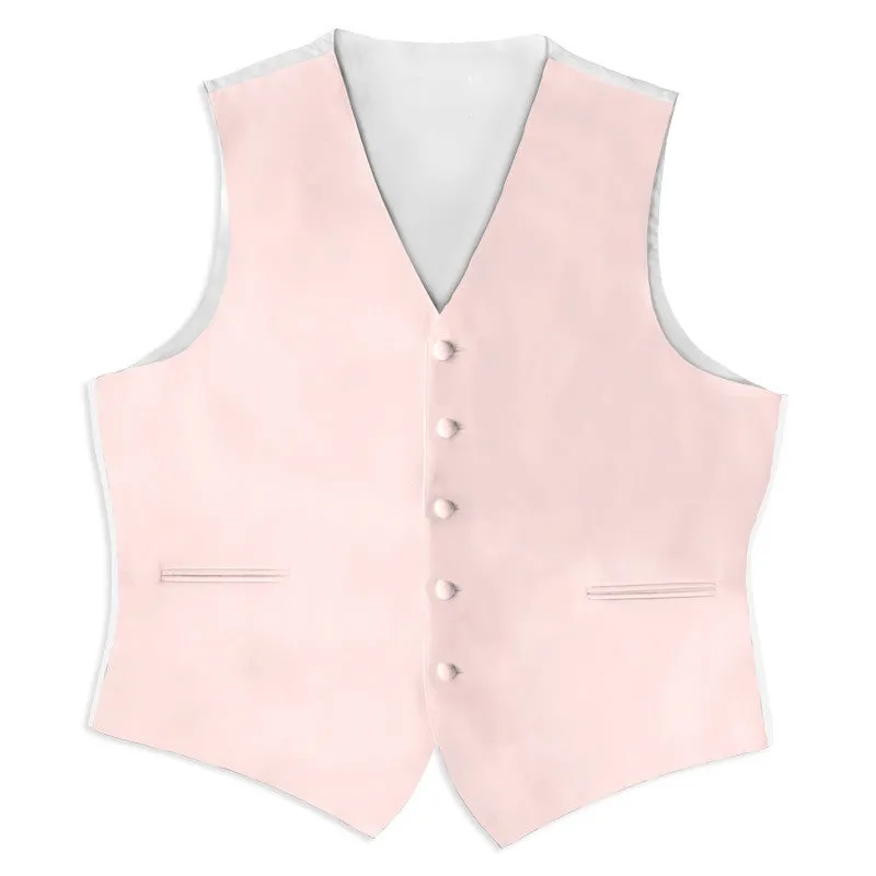 Light Pink  Satin Full Back Tuxedo Vest