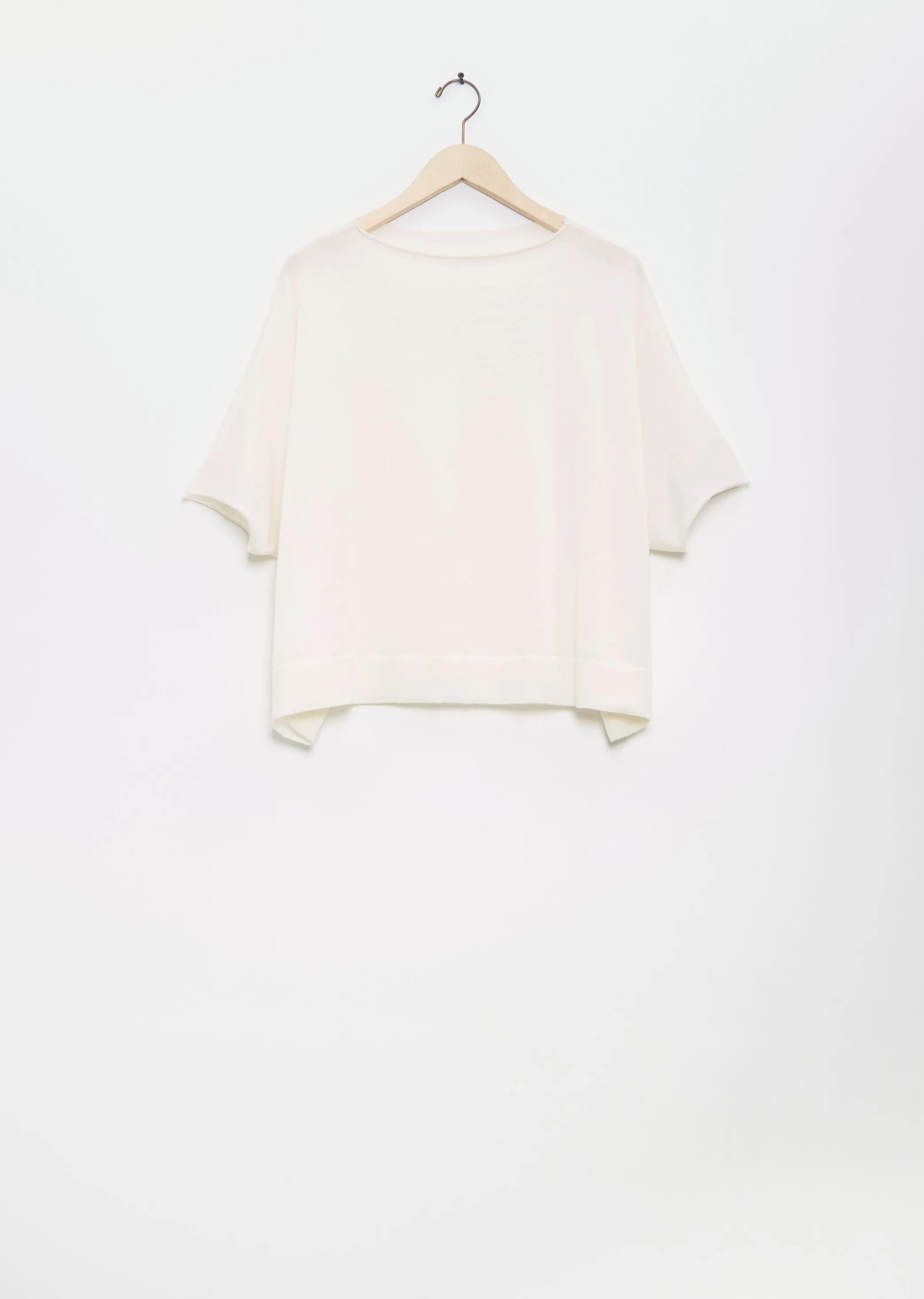 Linen Cashmere Easy T-Shirt Knitwear — White