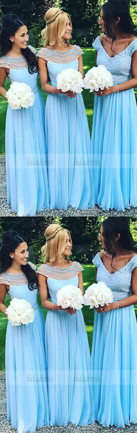 Long Bridesmaid Dresses,Chiffon Bridesmaid Dress,Beading Bridesmaid Dresses