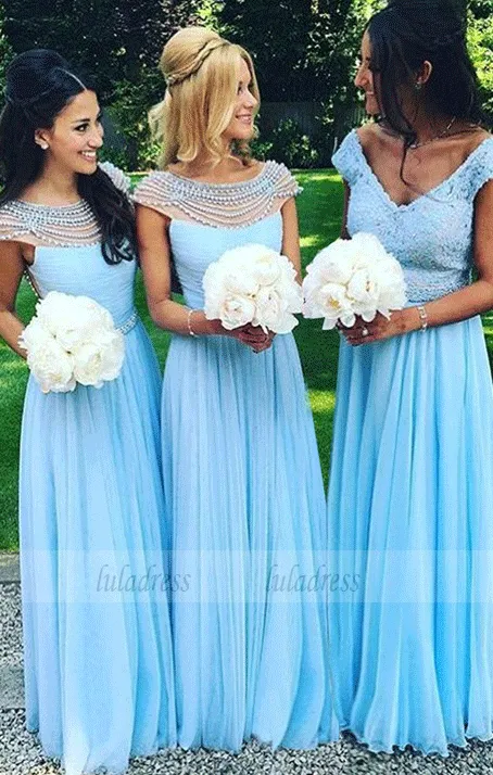 Long Bridesmaid Dresses,Chiffon Bridesmaid Dress,Beading Bridesmaid Dresses