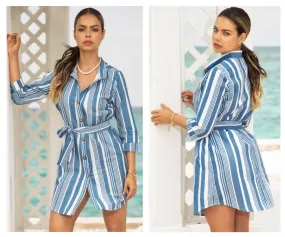 Mapale Dress Color Blue Stripes