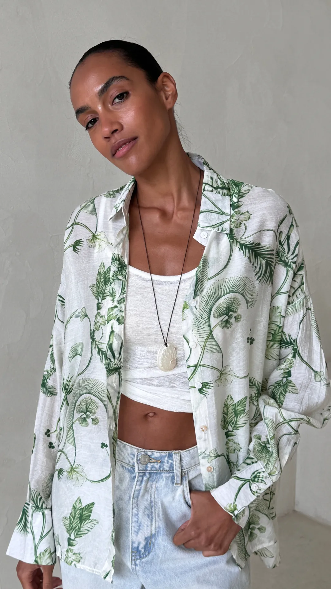 MAXINE SHIRT - GREEN PRINT