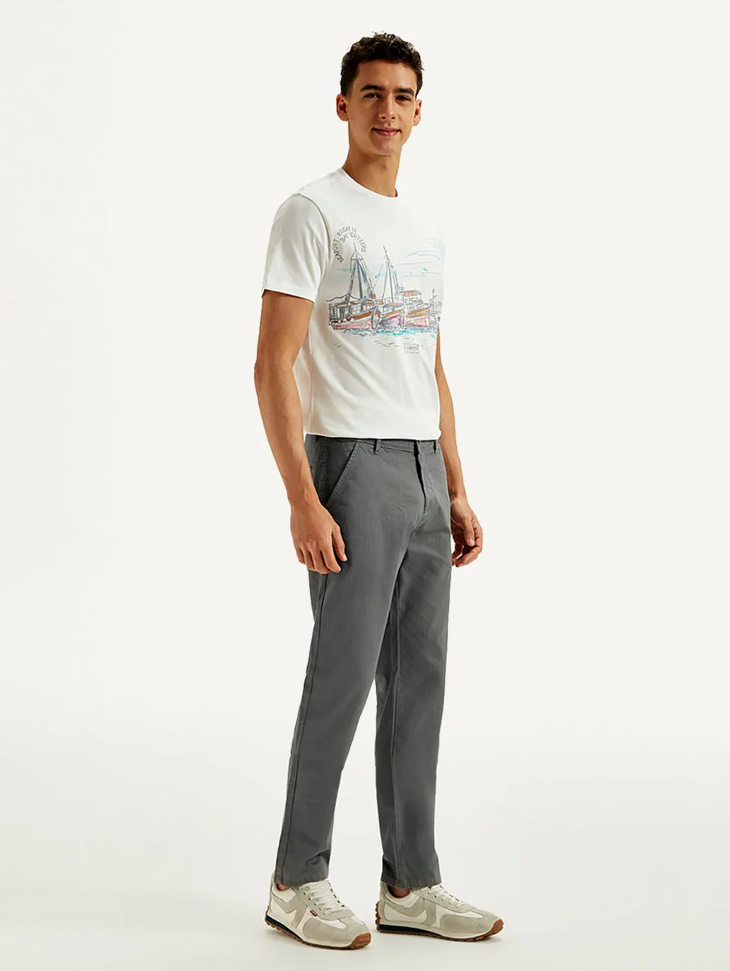 Men's Grey Relaxed Fit Trousers