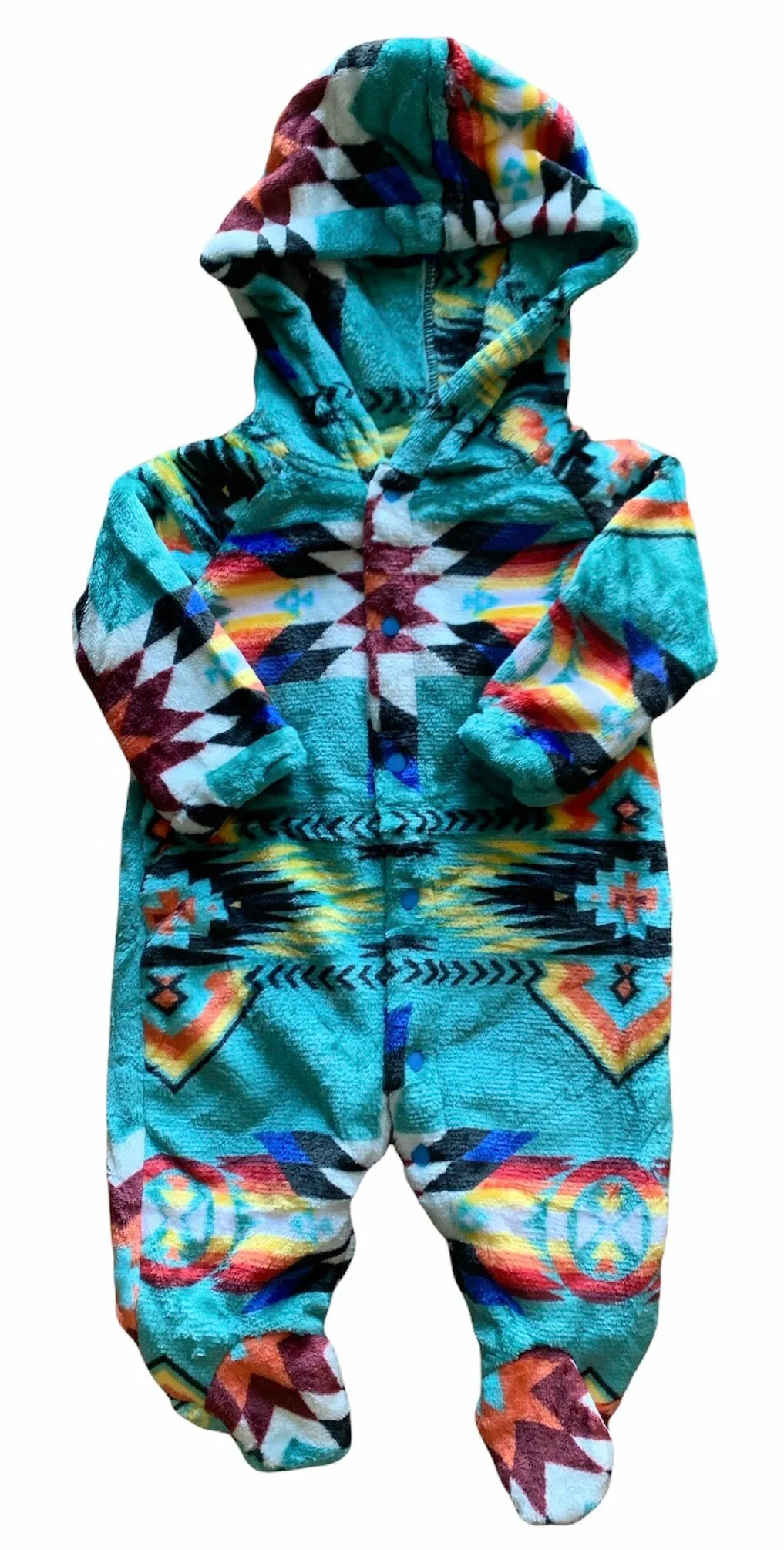 Native American Style Design Super Soft Baby Hooded one-piece