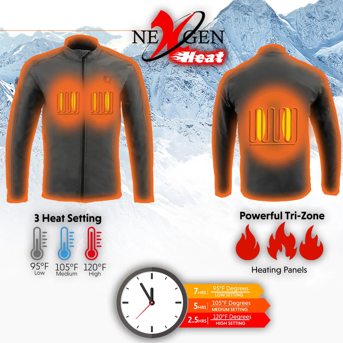 Nexgen Heat MPM1762SET Men’s Soft Shell Heated Jacket - Grey Standup