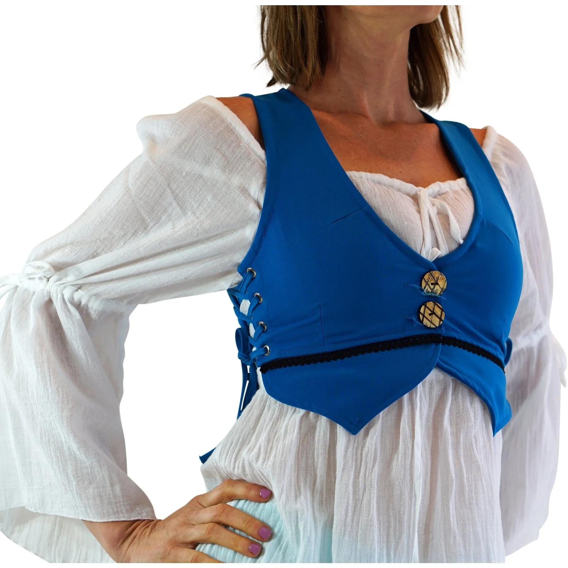 Petal Vest' Boho  Festival - Light Blue