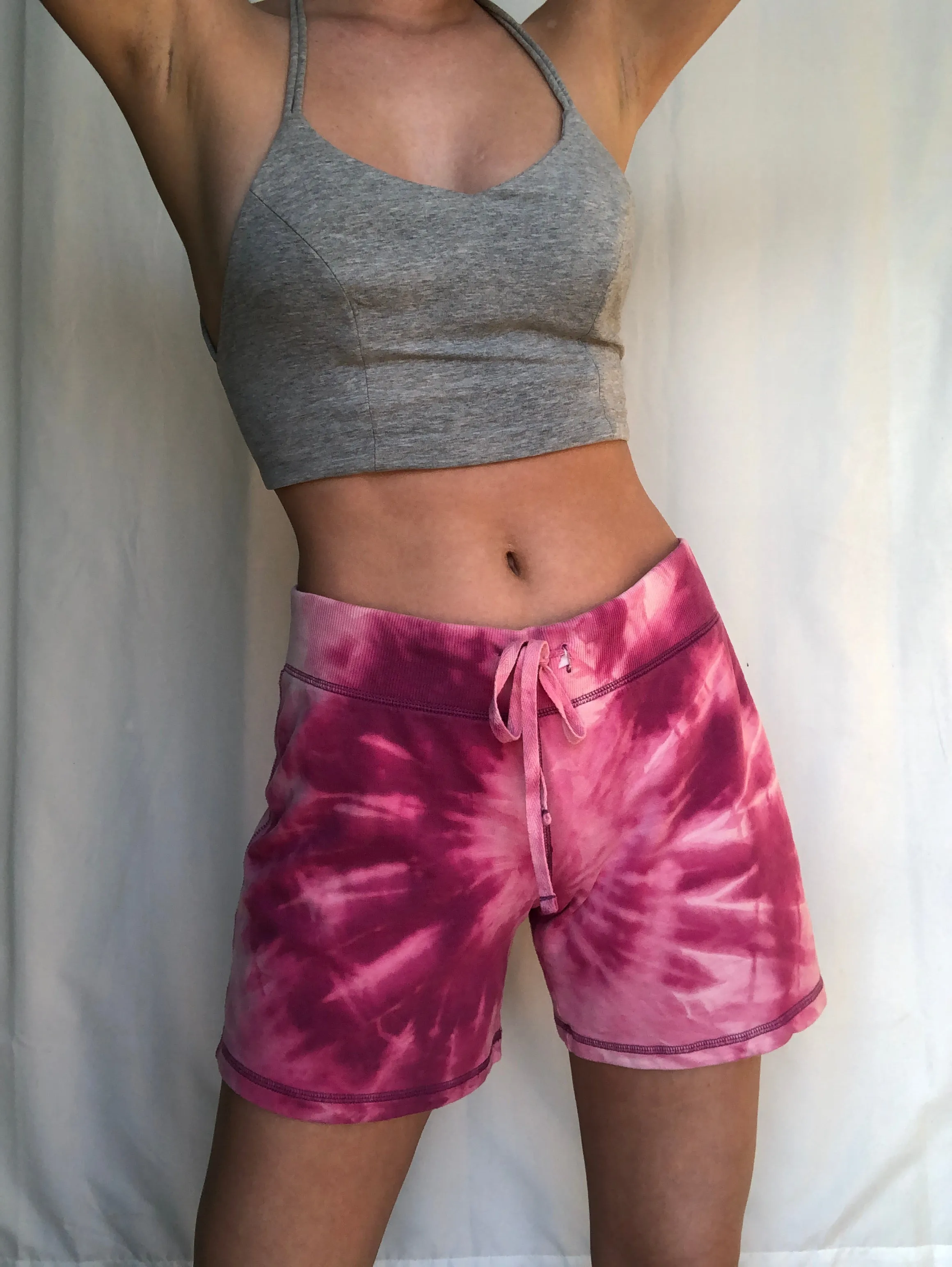 Pink Bleach Dye Shorts