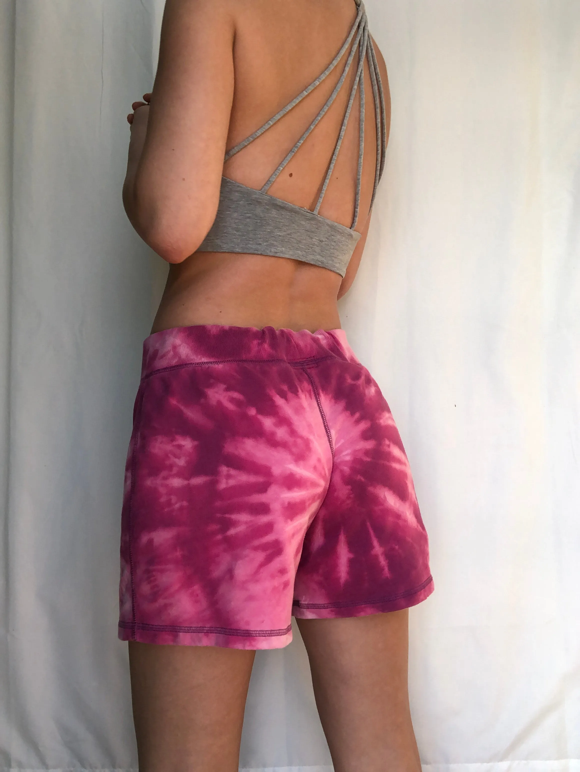 Pink Bleach Dye Shorts