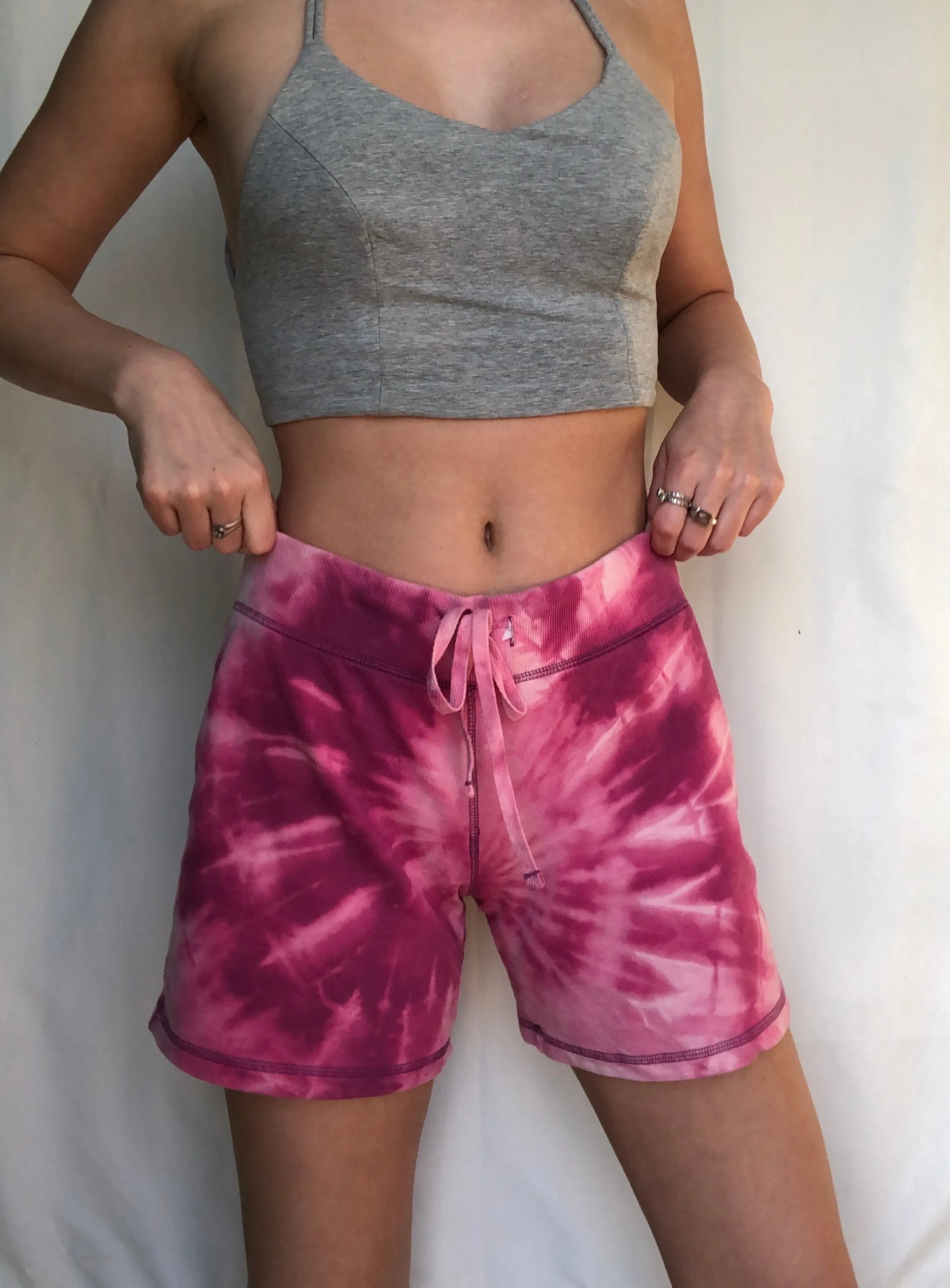 Pink Bleach Dye Shorts