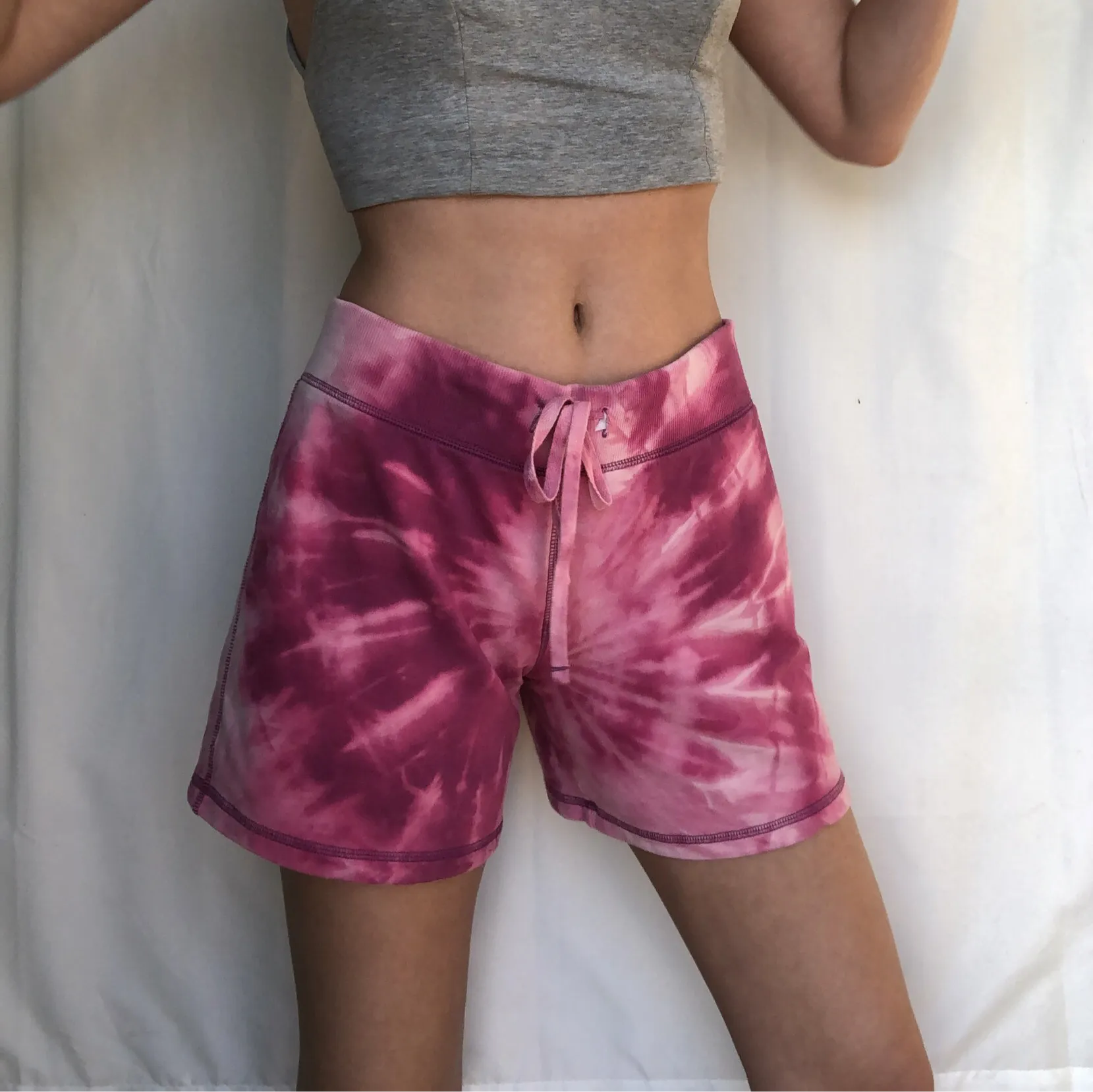 Pink Bleach Dye Shorts