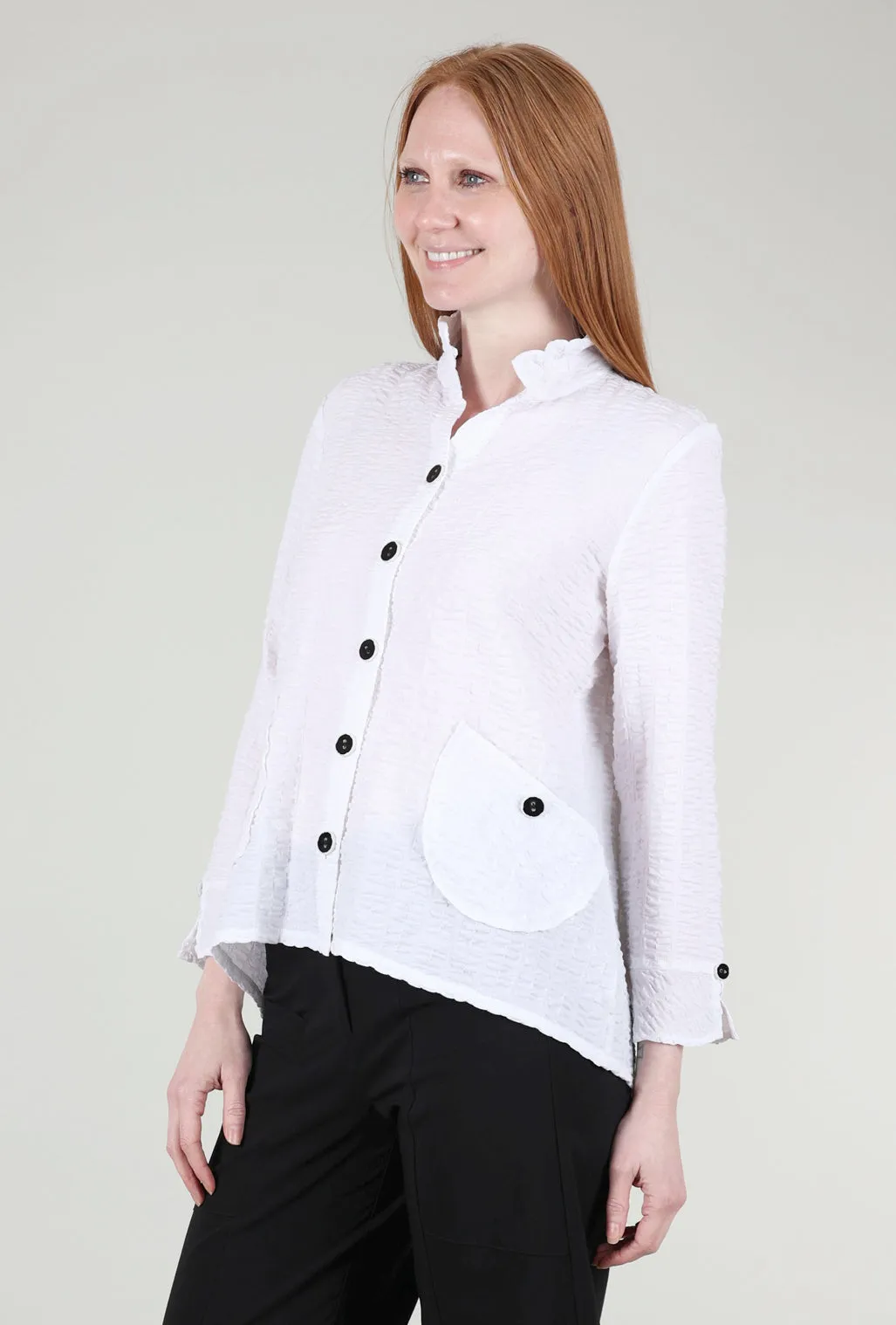 Pucker Weave Retro Jacket, White