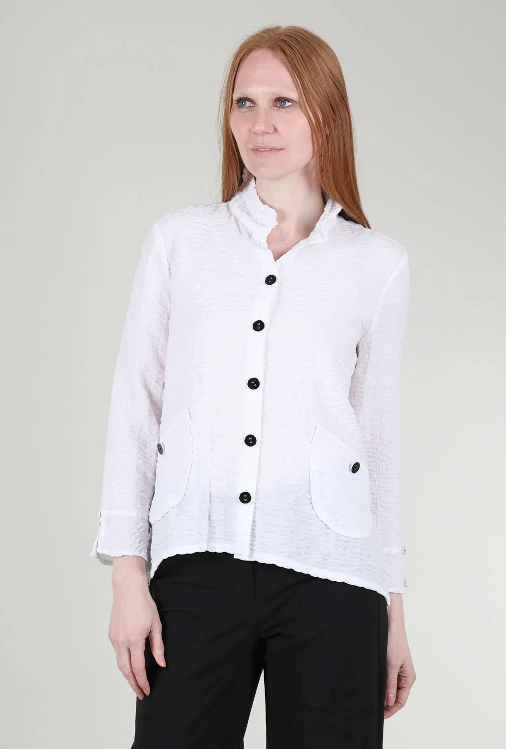 Pucker Weave Retro Jacket, White