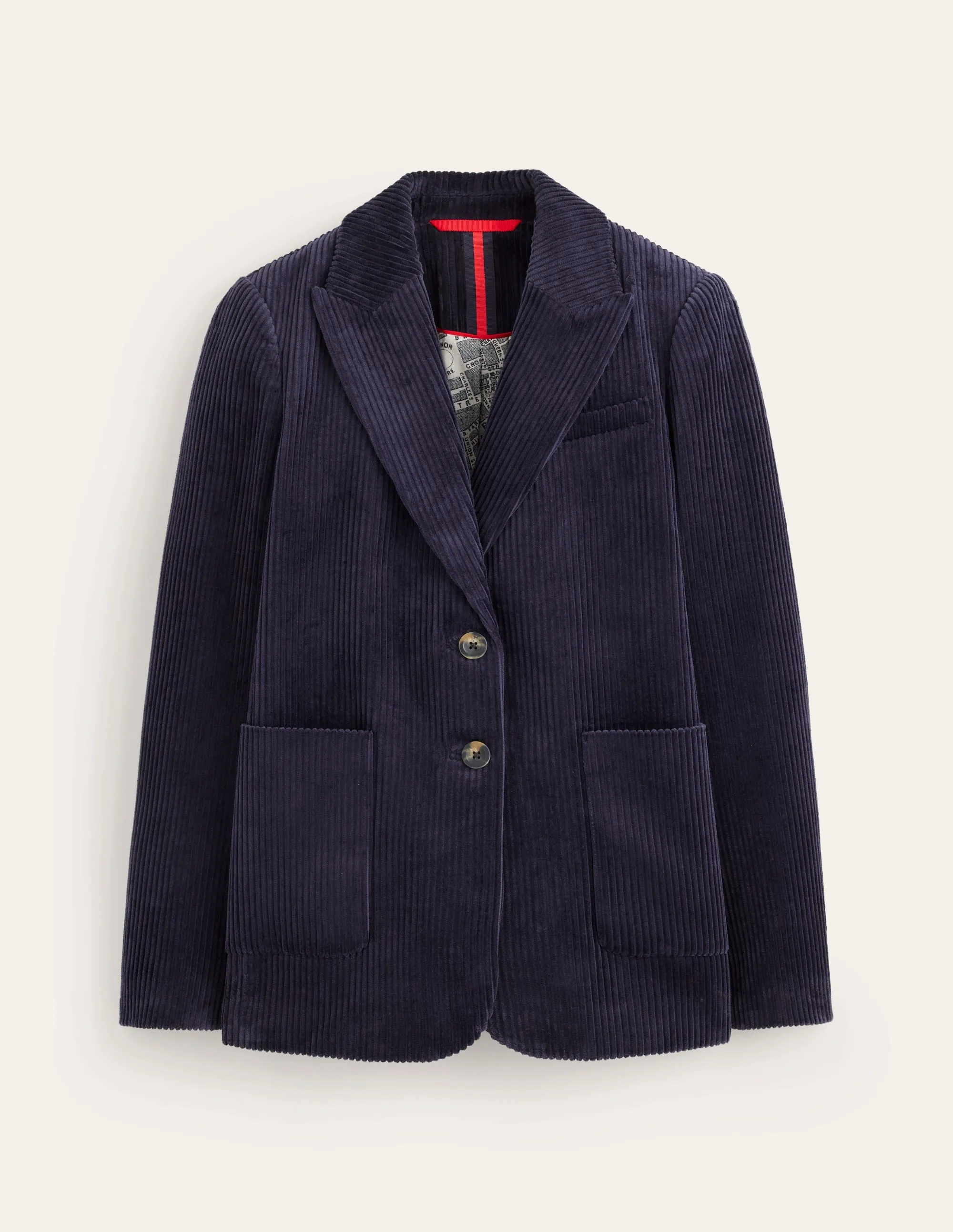 Relaxed Cord Blazer-Navy