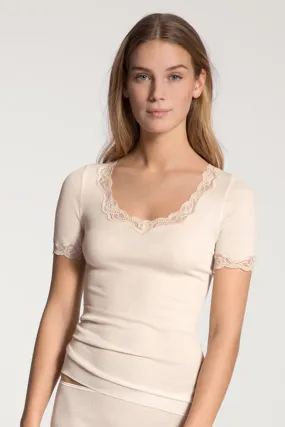 Richesse Lace Shirt Short Sleeve Light Ivory