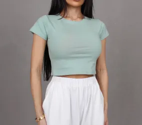 SAGE COTTON CROP T-SHIRT