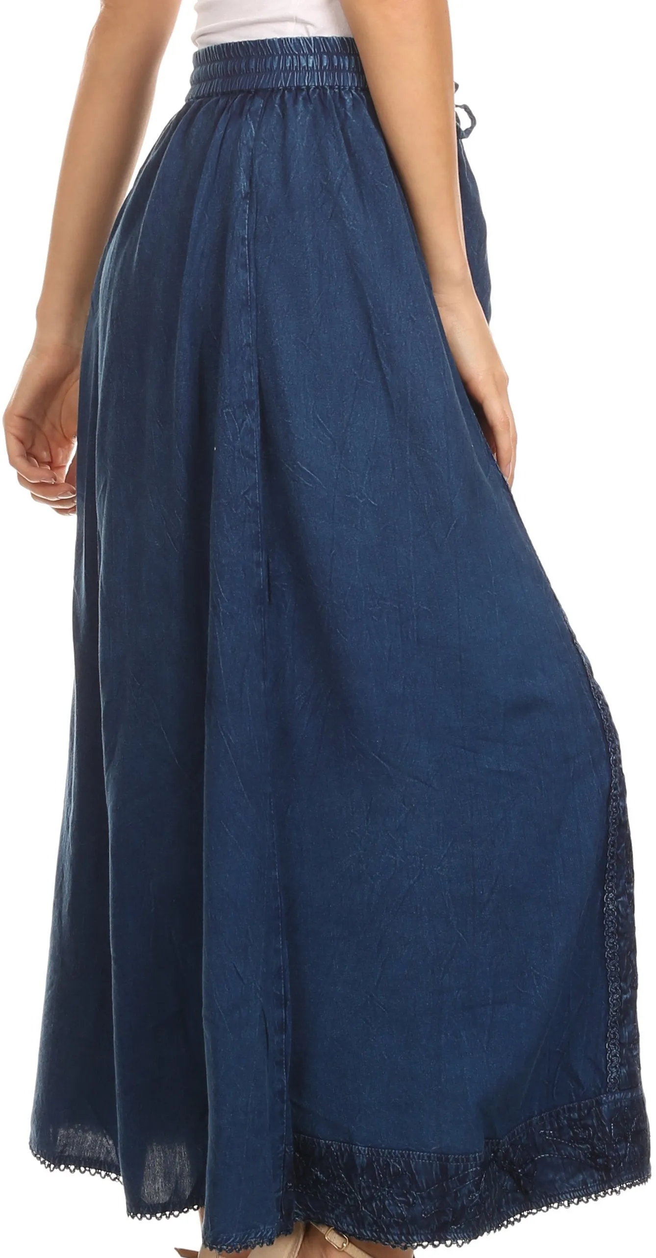 Sakkas Indra Thin Lightweight Summer Bohemian Skirt With Detailed Lace Embroidery