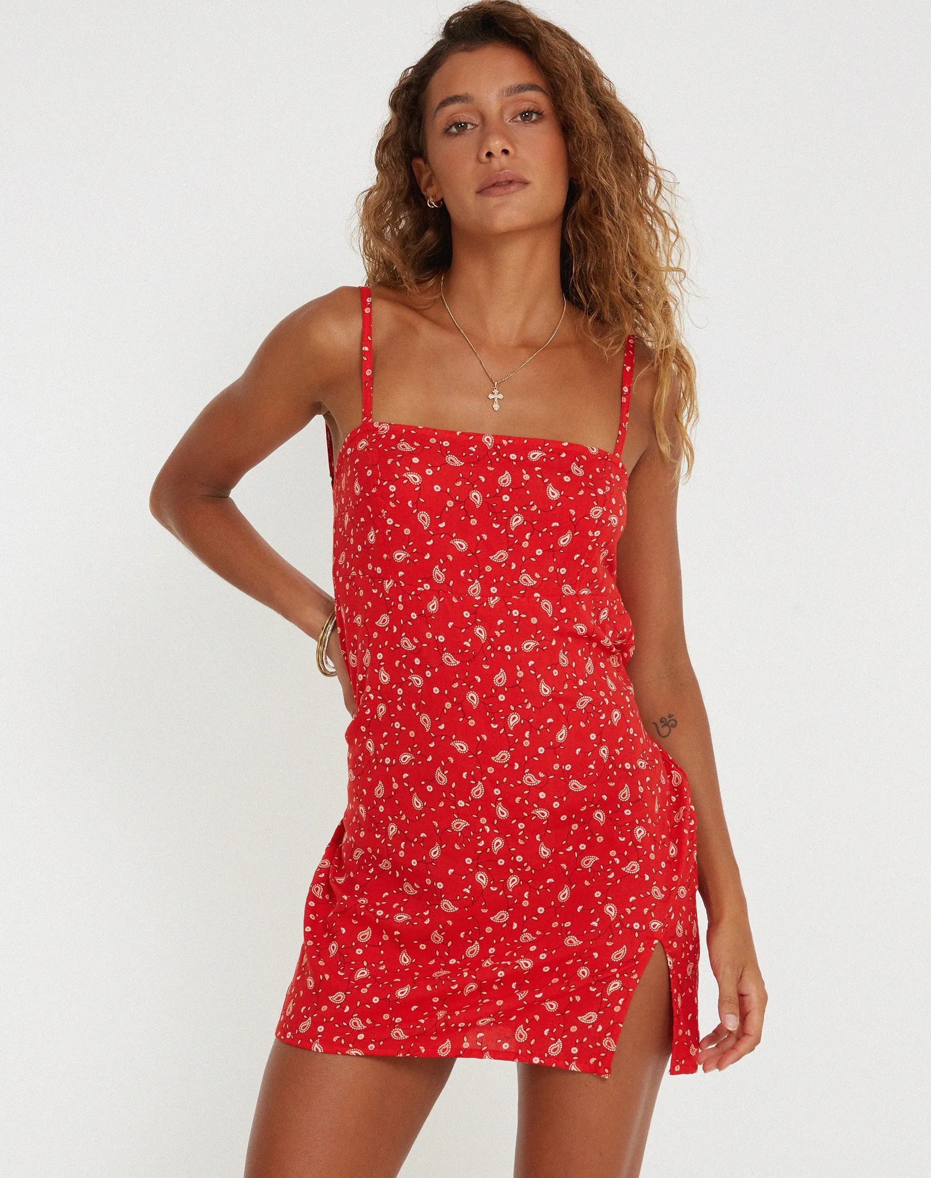 Stoira Mini Dress in Paisley Fun Red