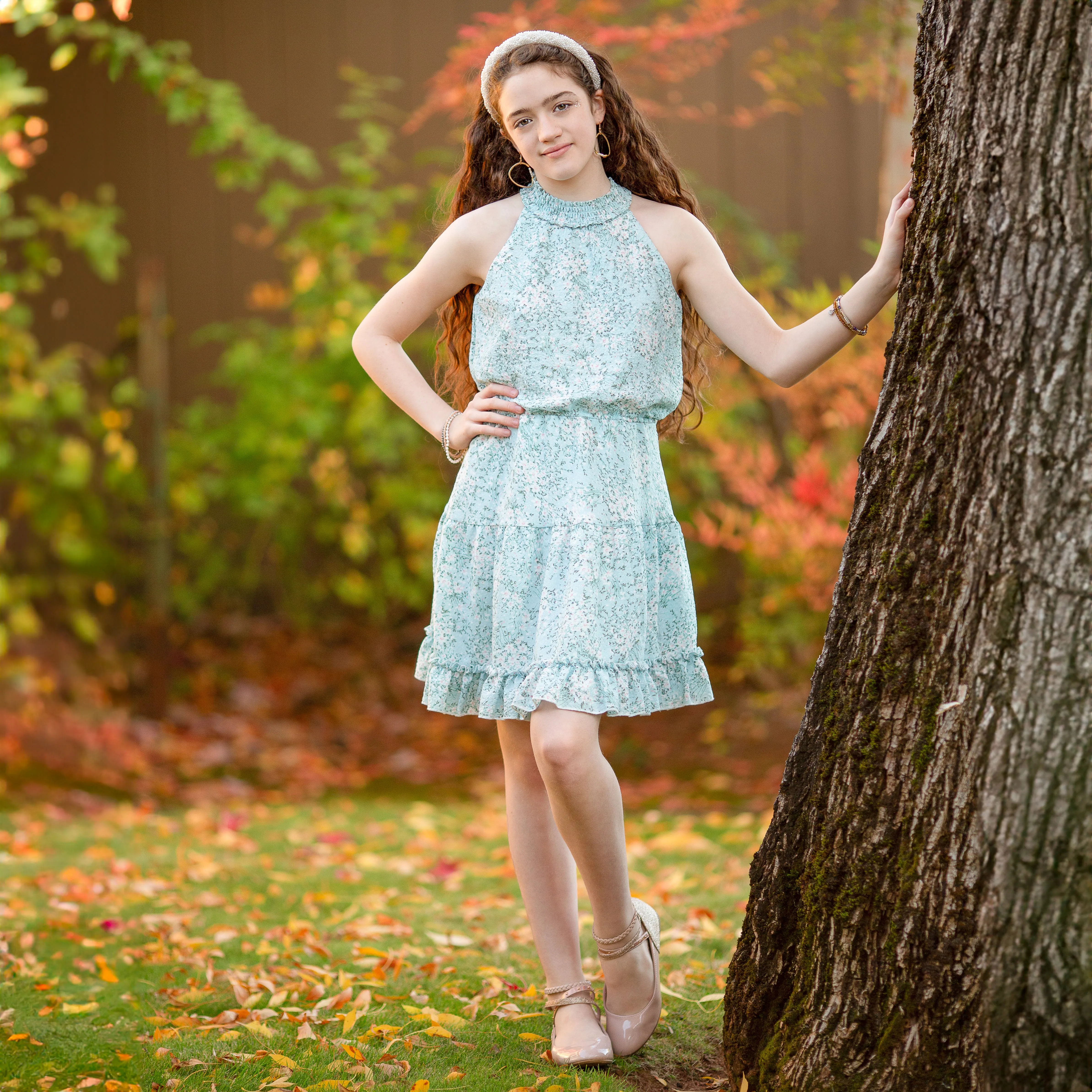 Tween Crinkle Chiffon Tiered Dress