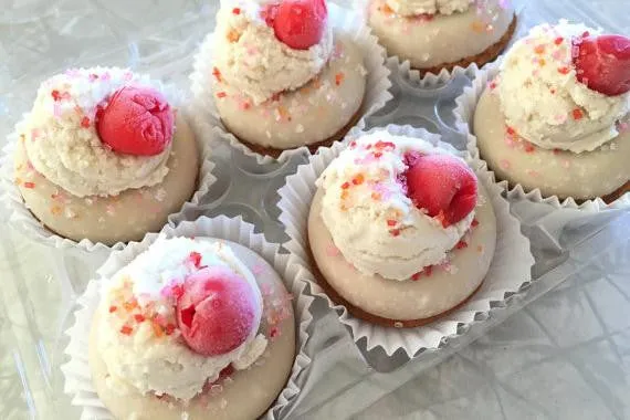 Vegan Cherry Chip Mini Cake Donuts