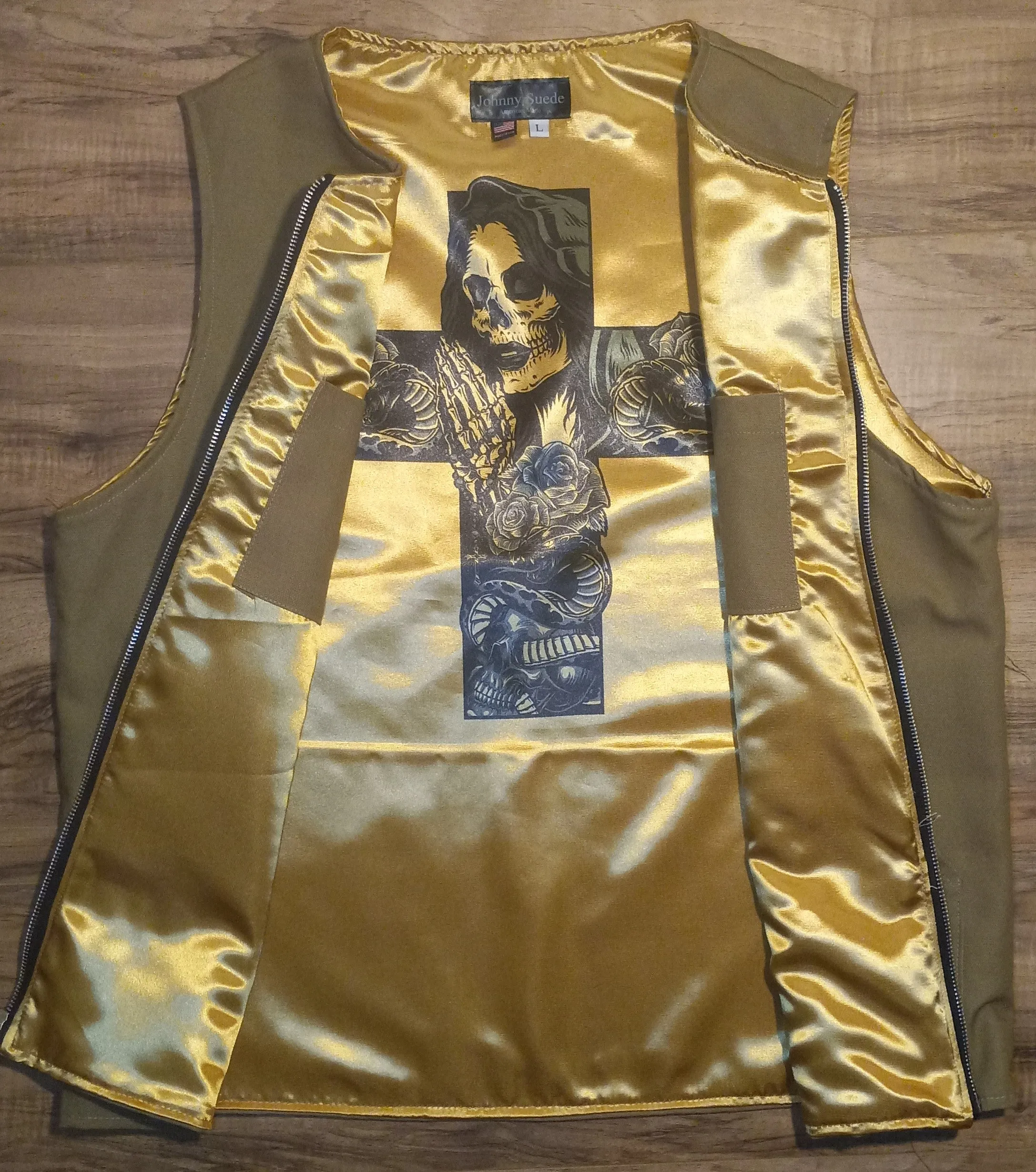 VEST - tan gold tattoo cross