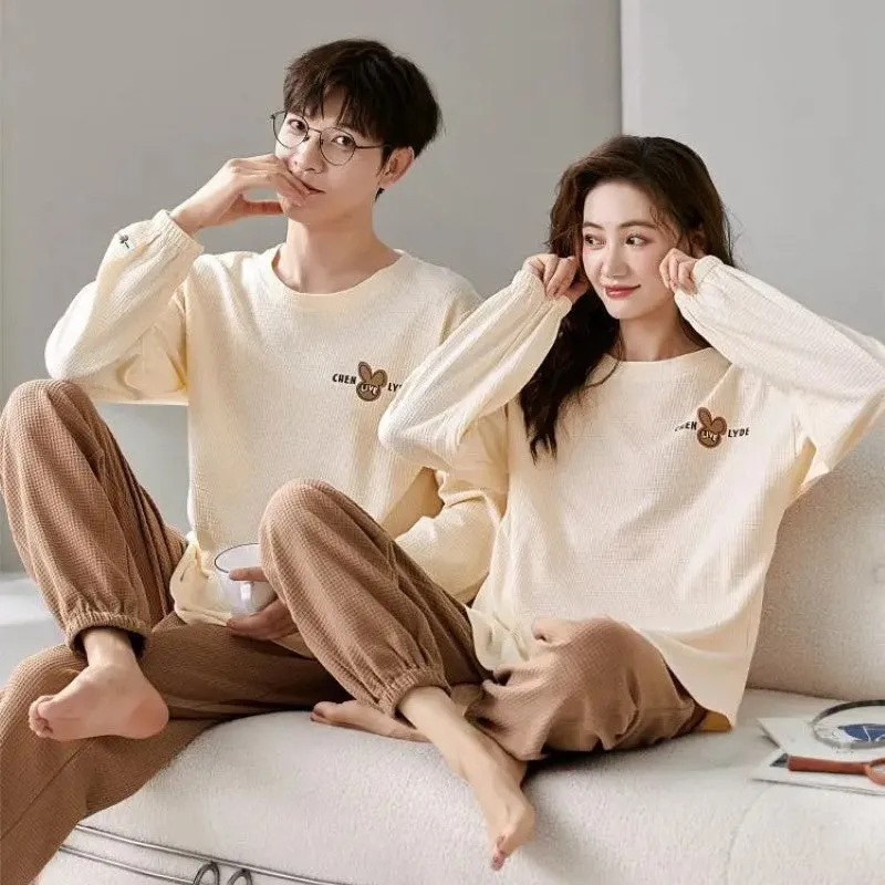 Waffle Knit Soft Couple Pajama Set