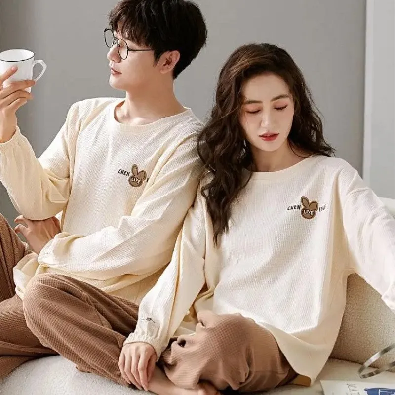 Waffle Knit Soft Couple Pajama Set