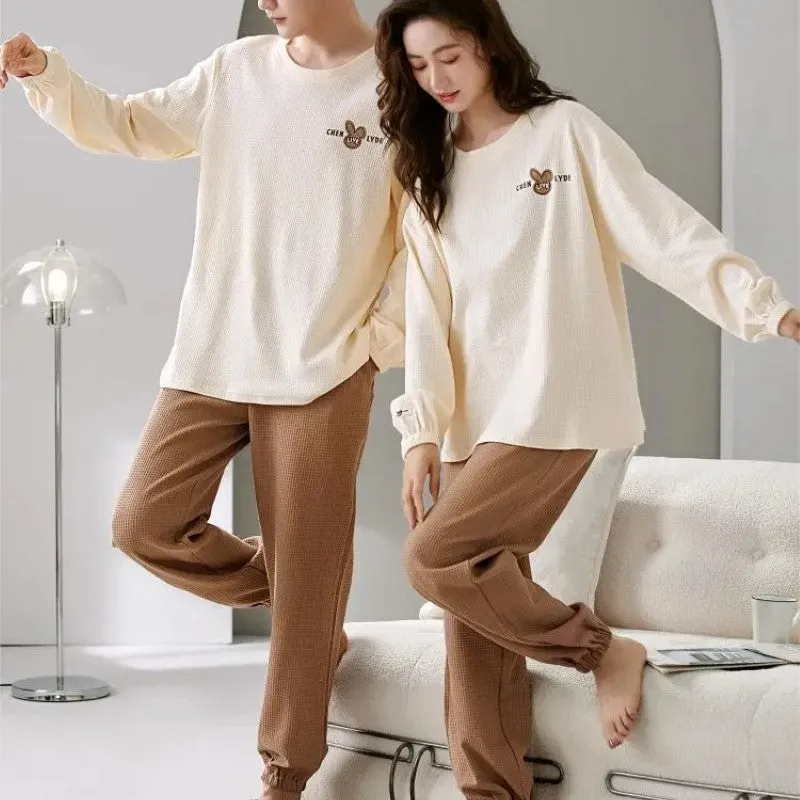 Waffle Knit Soft Couple Pajama Set