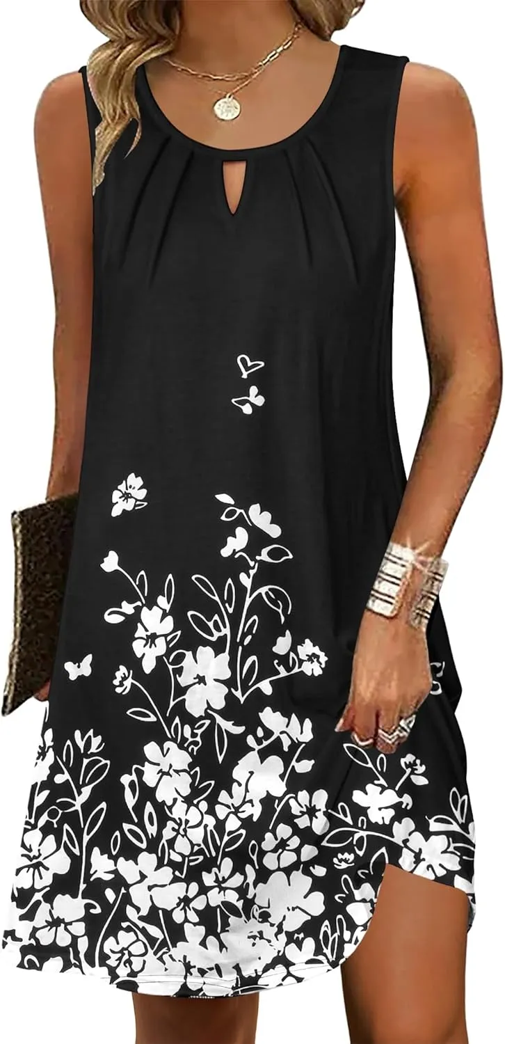 Zeagoo Casual Boho Sleeveless Sundresses with Pockets